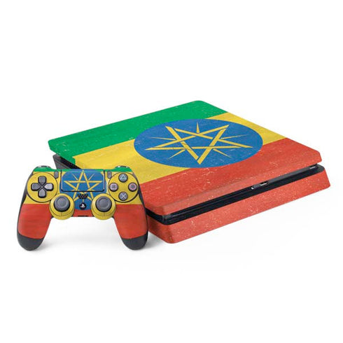 Ethiopia Flag Distressed PlayStation PS4 Skins